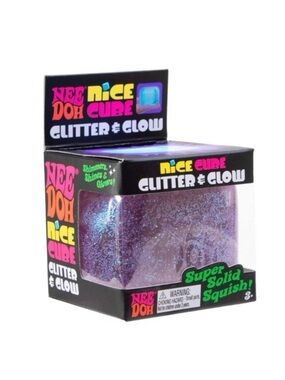NIB NeeDoh Nice Cube Glitter & Glow Sensory Fidget Toy - Purple
